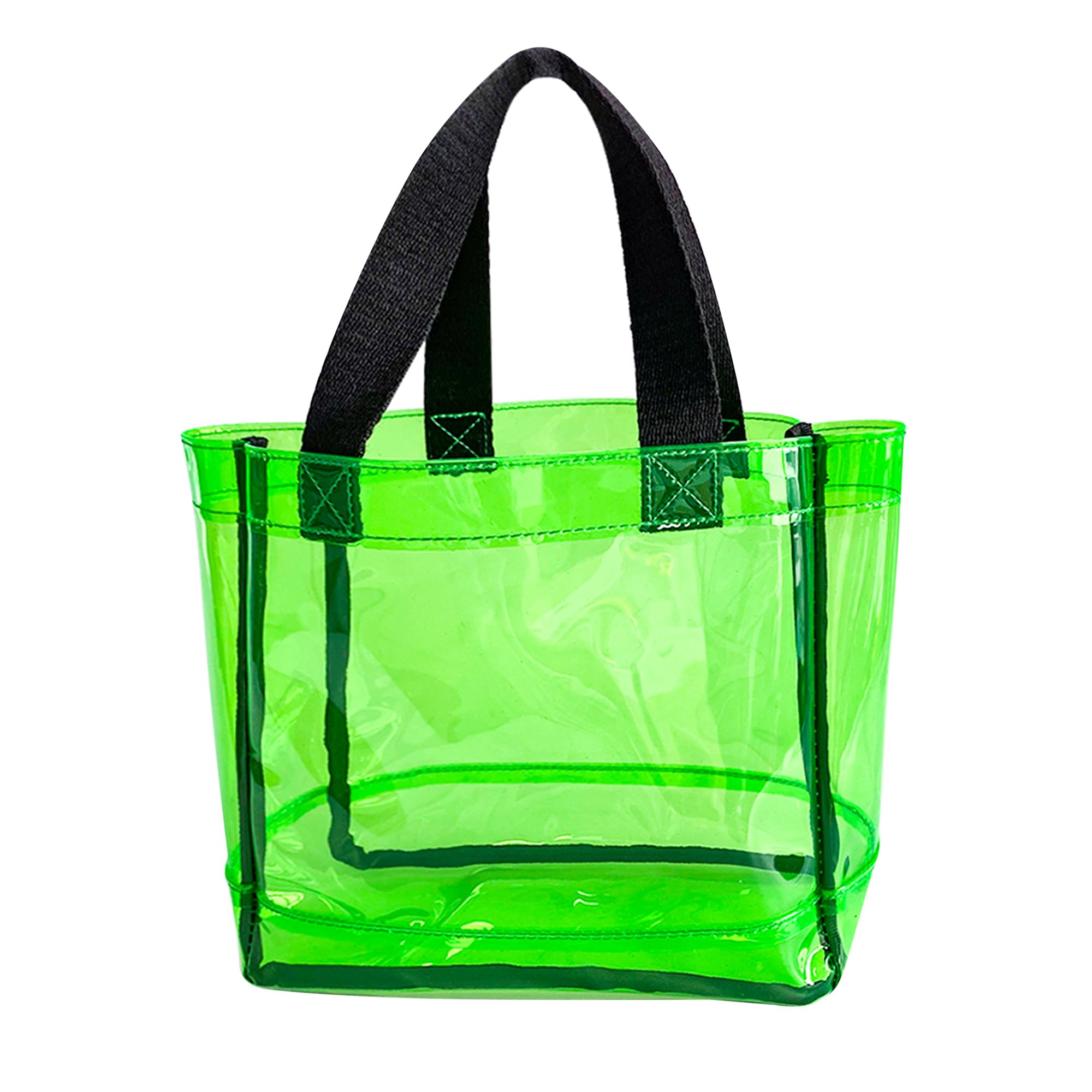 TotePrint Clear 1Packs Small Tote Work Bag,Gift Wrap Handbag for Bridal and Birthday Party,Travel Makeup Pouch with Handle (1PCS-Green)