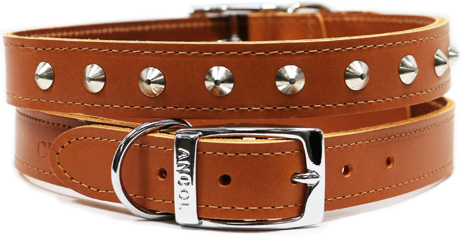 Ancol Leather Stud Collar Black 55-63cm Size 8