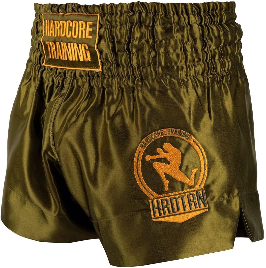 Hardcore Training Classic Muay Thai Shorts Black White Red Camo Blue Kick Boxing MMA Combat Sport Sparring Trunks
