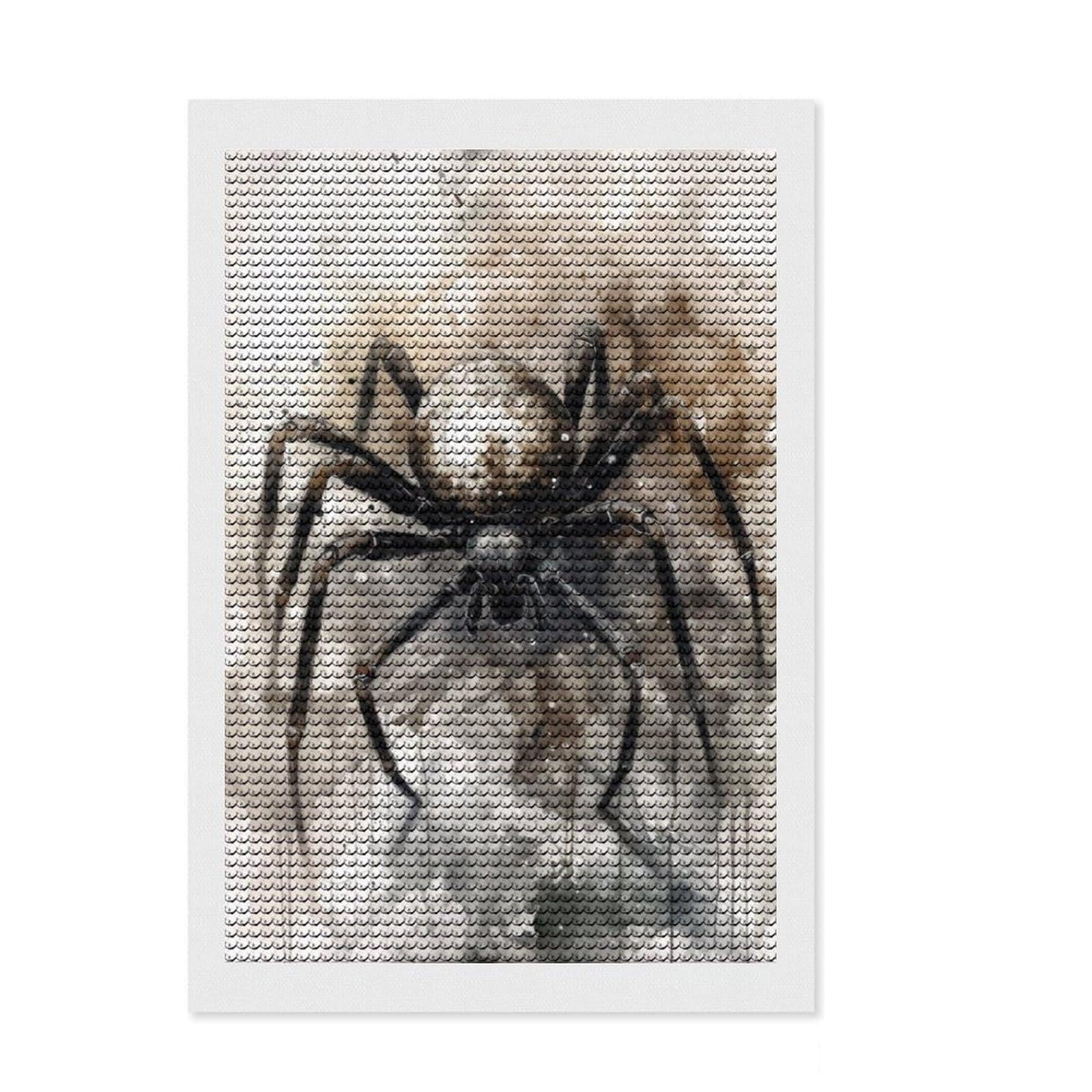 Junmoney Spider Inked Arachnid Diamond Art Canvas 8"x12", for Creative Relaxation, Printed Canvas, Modern Decor, Christmas Gift, with Tool Kit