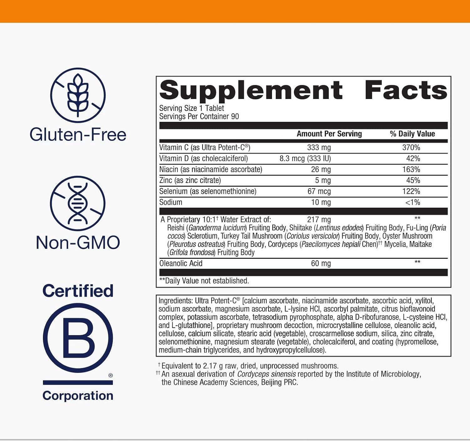 Metagenics ImmuCore - Immune Support with Vitamins C & D3, Zinc, Selenium & Mushroom Extracts* - Antioxidant & Respiratory Support* - Non‑GMO, Gluten‑Free - 90 Tablets - Image 4