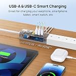TROND Surge Protector Power Bar with 2 USB C, 6ft Flat Plug Extension Cord Indoor, 5 Outlet Extenders, 1440J Desktop Expander, Wall Mount, Dorm Room Home Travel Essentials Office Supplies, White