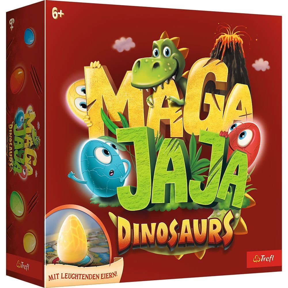 Trefl - Magajaja Dinosaurs - Gioco da tavolo per famiglia,uova elettriche luminose e pietre da gioco magnetiche,mondo preistorico dei dinosauri,innovativo gioco per adulti bambini dai 6 anni,02413