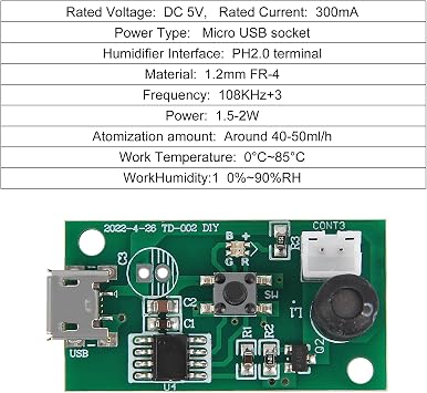 4pcs USB Humidifier Module USB Spray Module Circuit Board Atomization Module 5V Atomization Plate Circuit Board Atomization Module Atomizer DIY Incubation Experimental Equipment