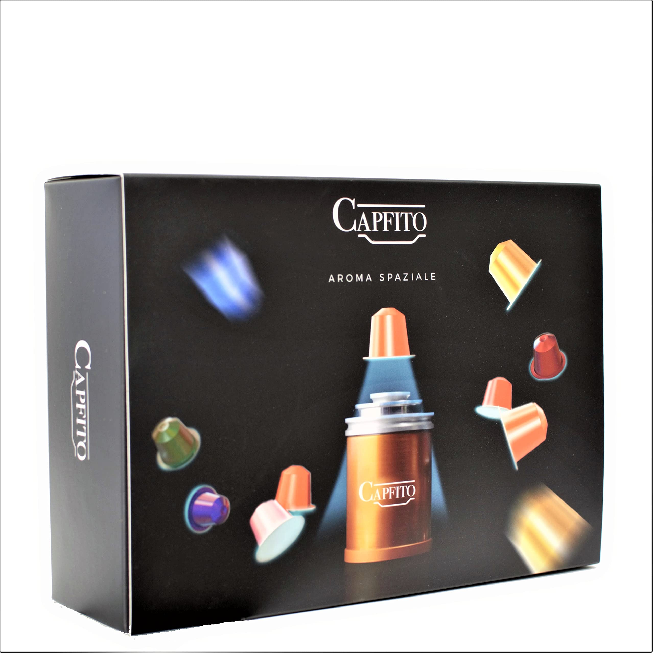 Kit, Cápsula reutilizable para máquinas compatible Nespresso (original), [1 Capfito + 12 cápsulas reutilizables de polipropileno +100 discos de aluminio] (azul)