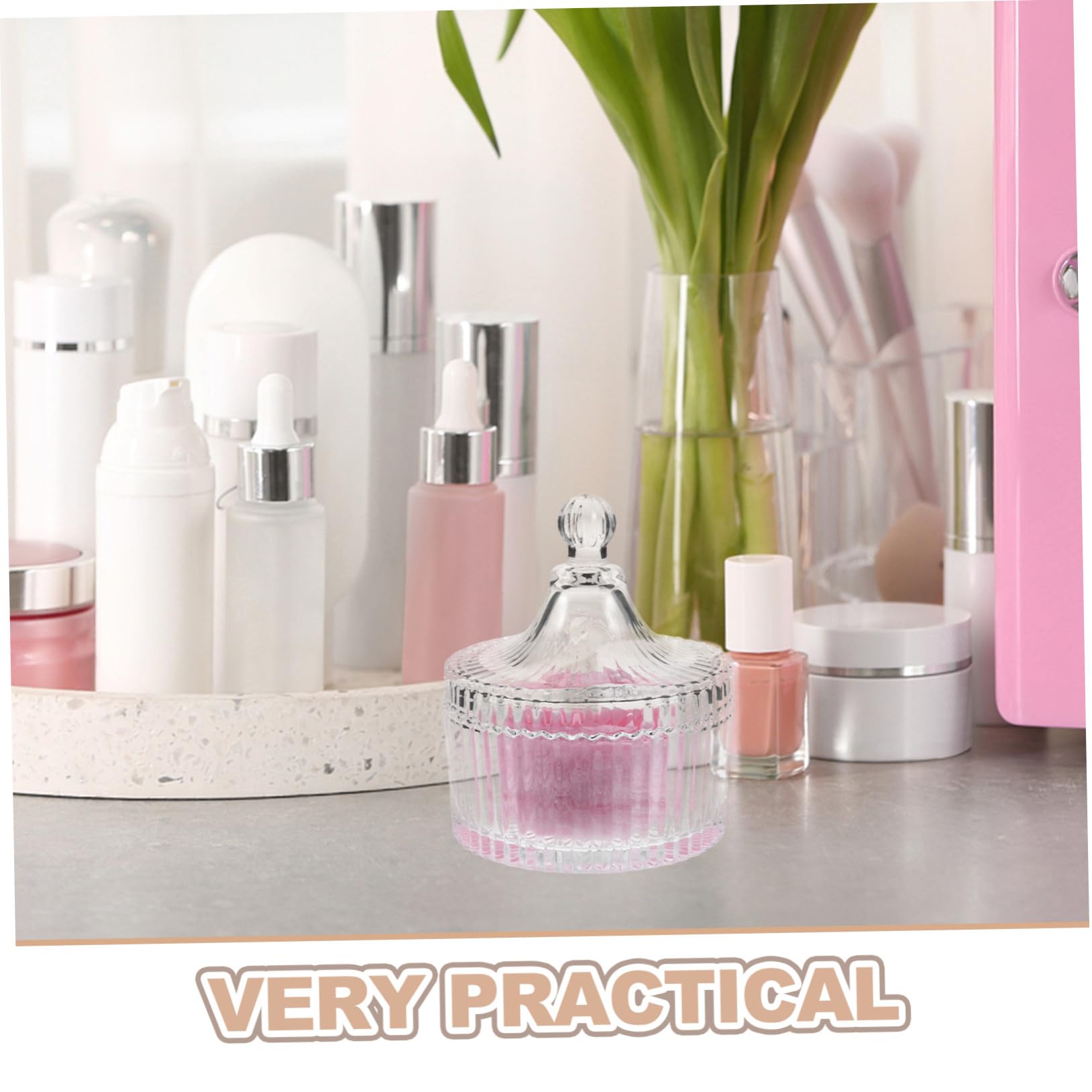 Übergrößige Puderquaste aus Glas für Frauen Gesicht und Puder Rosa