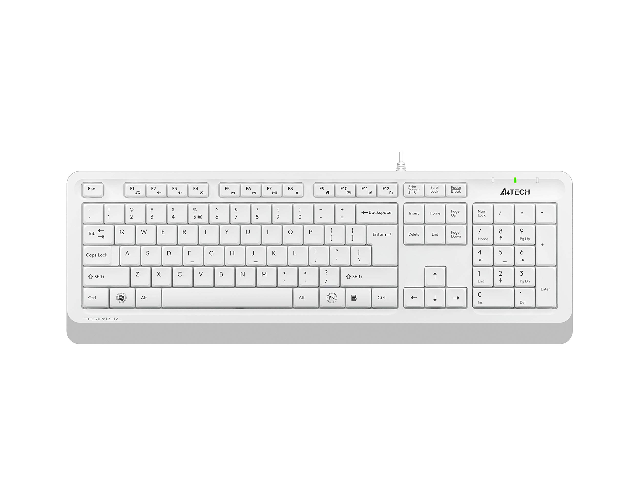 A4 TECH FK10 Q Turecka klawiatura USB FN-Multimedia, biała