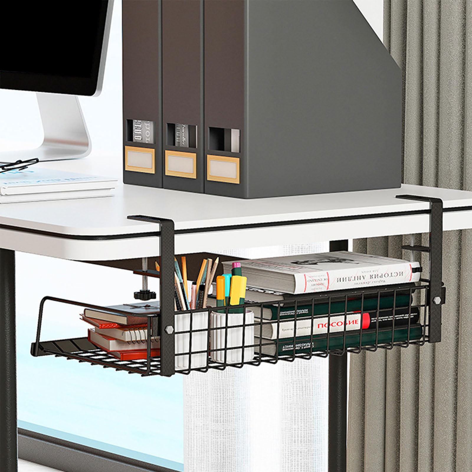 Scaffale portatile da scrivania, in metallo, ideale per studenti e professionisti, forniture per ufficio e soluzioni per spazio di lavoro