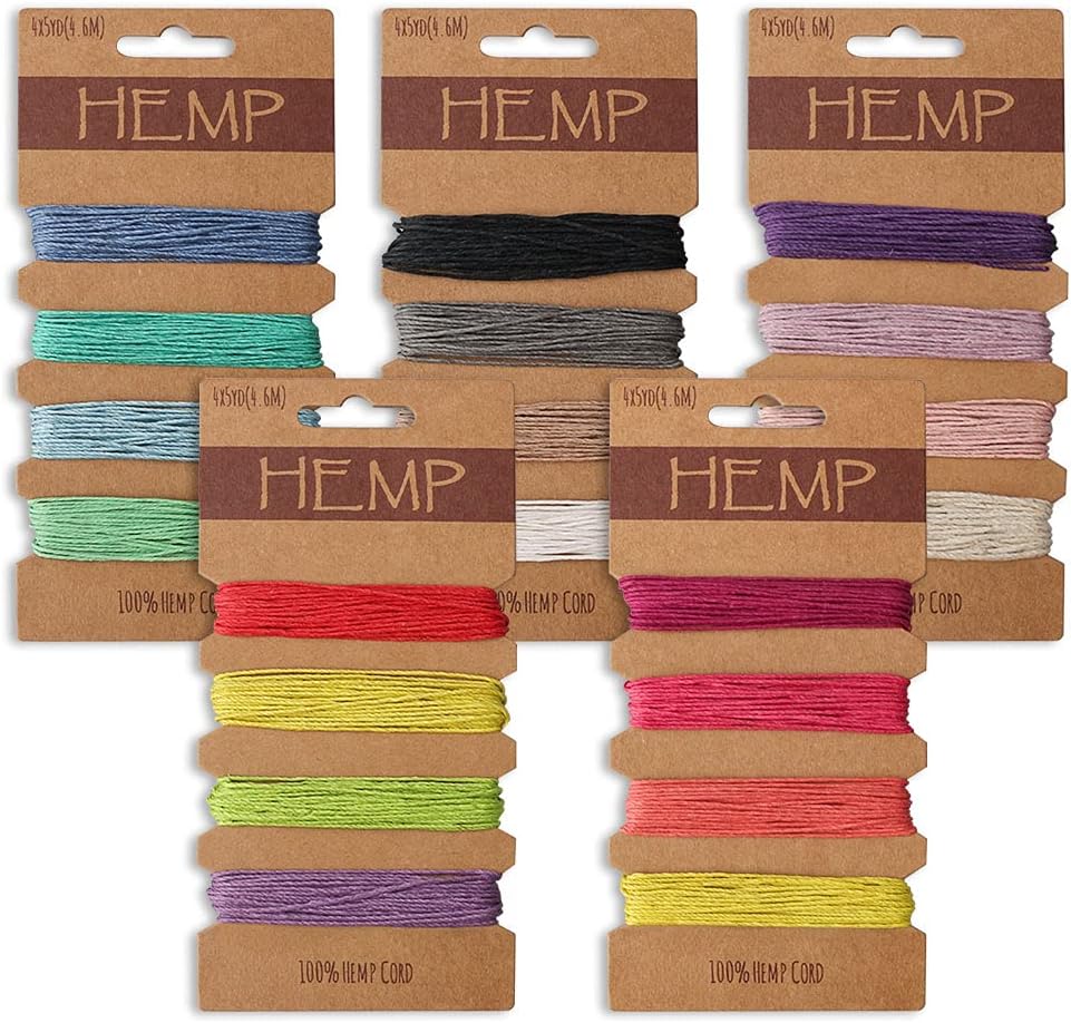 20 Colors 100 Yards Thread Cord Multi-Color Flax String Cord, Natural Twine Cord Rope String for Handmade Craft Bracelets Keychains Making Accessories (Colorful)