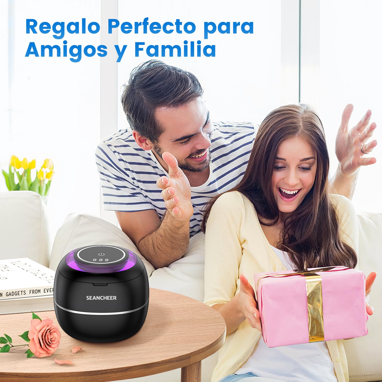 SEANCHEER Limpiador Ultrasonidos 48000Hz Ultrasonidos Limpieza | 24W | 180ML | Lampara UV | Ultrasonic Cleaner Portatil para | Dentaduras | Ferula Dental | Retainer | Aligner | Joyas | (Negro)