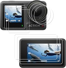 [3+3+3 Pack Lens Screen Protector Compatible with DJI Osmo Action 4, HD Clear Tempered Glass Film 9H Hardness Full Coverage Bubble-Free Scratch-Resistant Protective Film