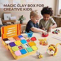 Vista 3 de Air Dry Clay for Kids, 24 Colors Modeling Clay Kit with Storage Box & Sculpting Tools, Magic Molding Clay for Boys & Girls Crafts Gift, Age 6-12
