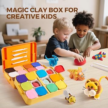 Air Dry Clay for Kids, Modeling Clay Kit with Storage Box & Sculpting Tools, Magic Molding Clay for Boys & Girls Crafts Gift, Age 6-12 Year Olds