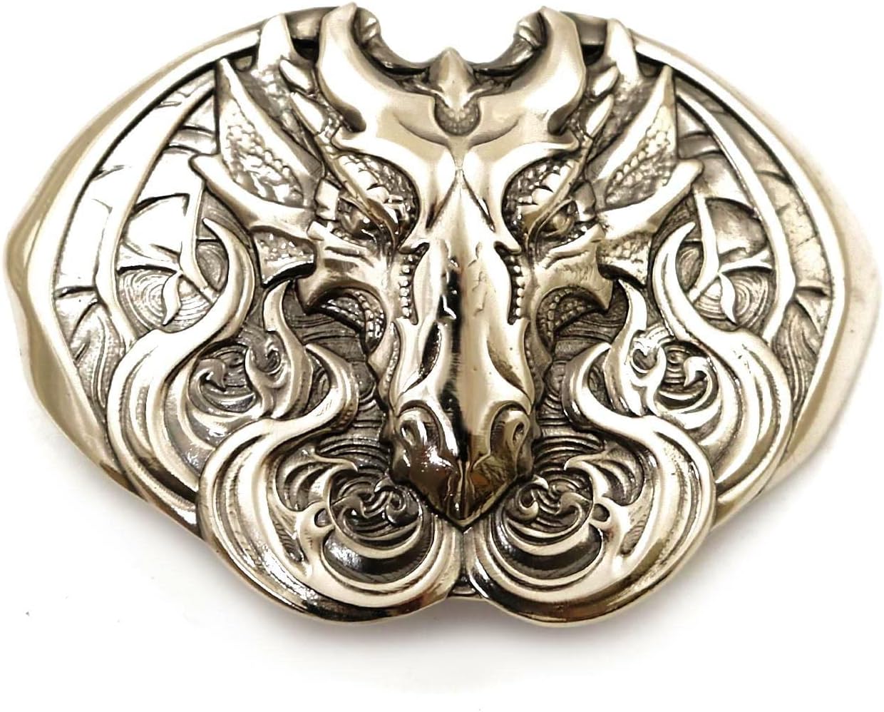 Dragon Head belt buckle, Handmade Norse Scandinavian mythology Fafnir dragon solid German silver belt buckle