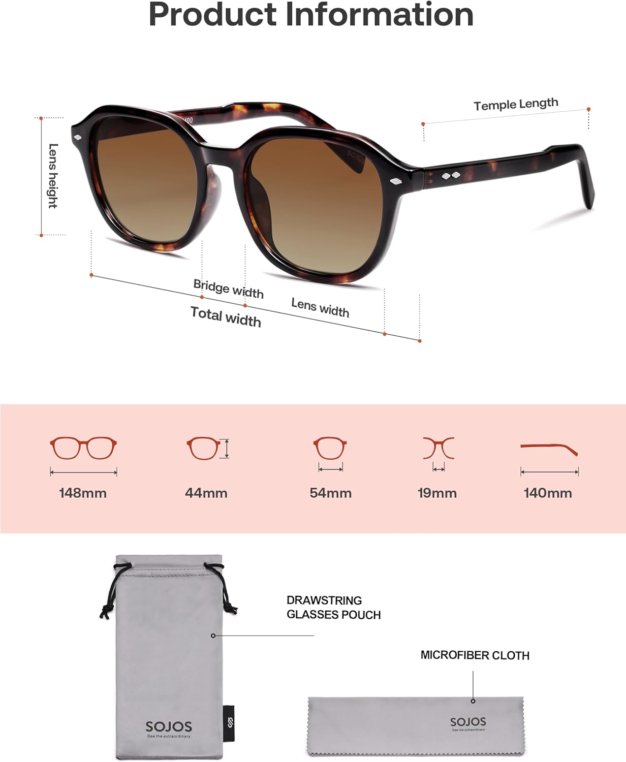 SOJOS Trendy Square Polarized Sunglasses for Women Men, Retro Vintage UV Protection Womens Mens Sun Glasses SJ2624 - Image 5