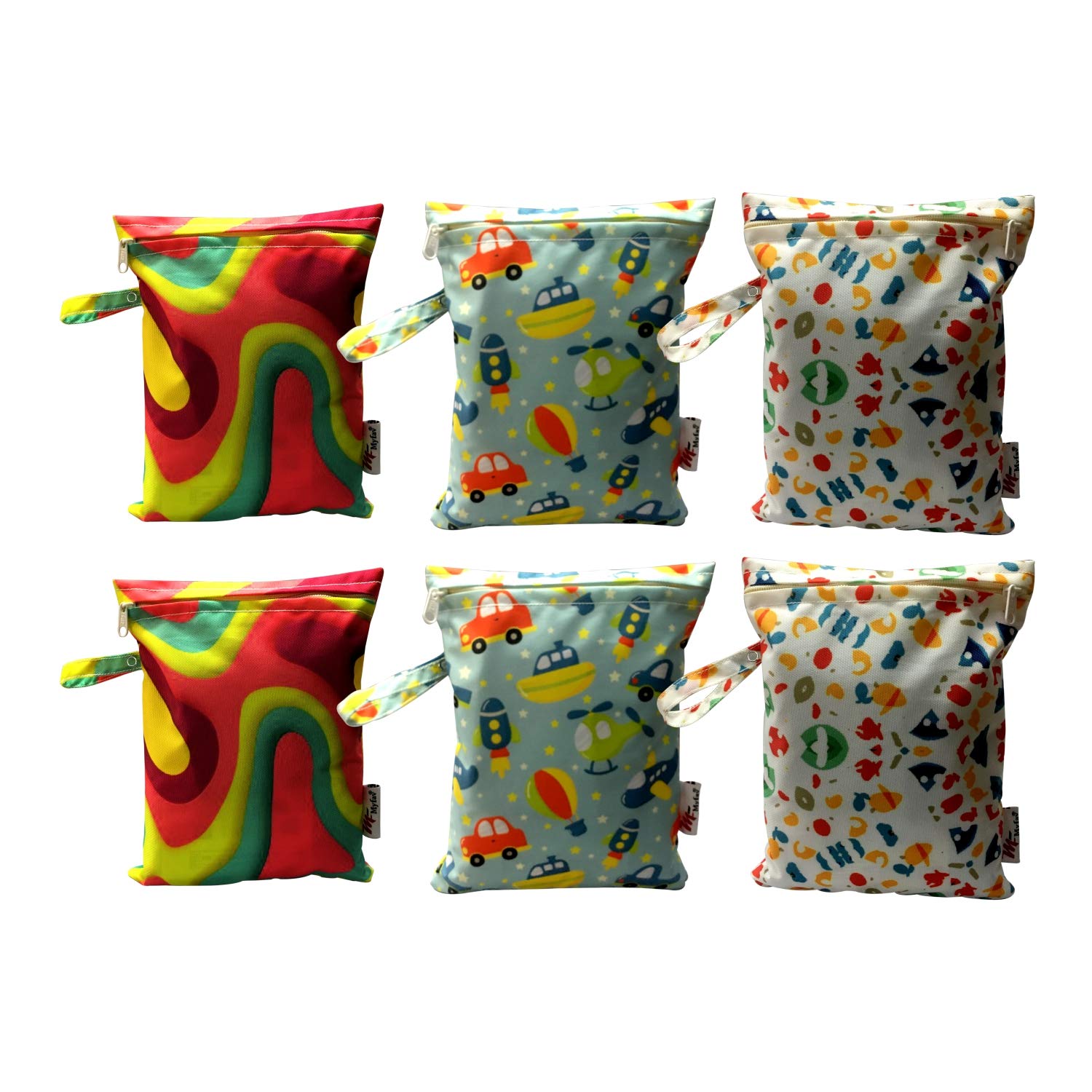 MY FAV Multiutility Wet Dry Pouch with Zipper, Resusable & Washable Organizer Baby Diaper Bag/Travel Pouch/Travel Kit (Multicolor) Pack of 6-image-10