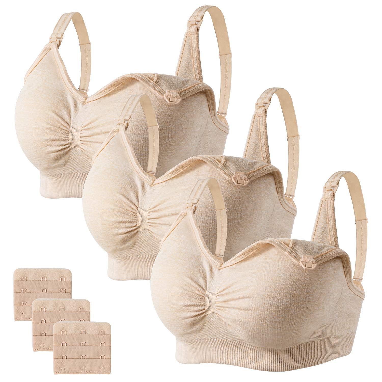 HBselect Sujetador de Lactancia de Maternidad de 2 Piezas Sujetador de Lactancia Sin Costuras con Extensiones de Sujetador Adicionales Lactancia Y SueñO Sin Aros para Mujeres — view 15