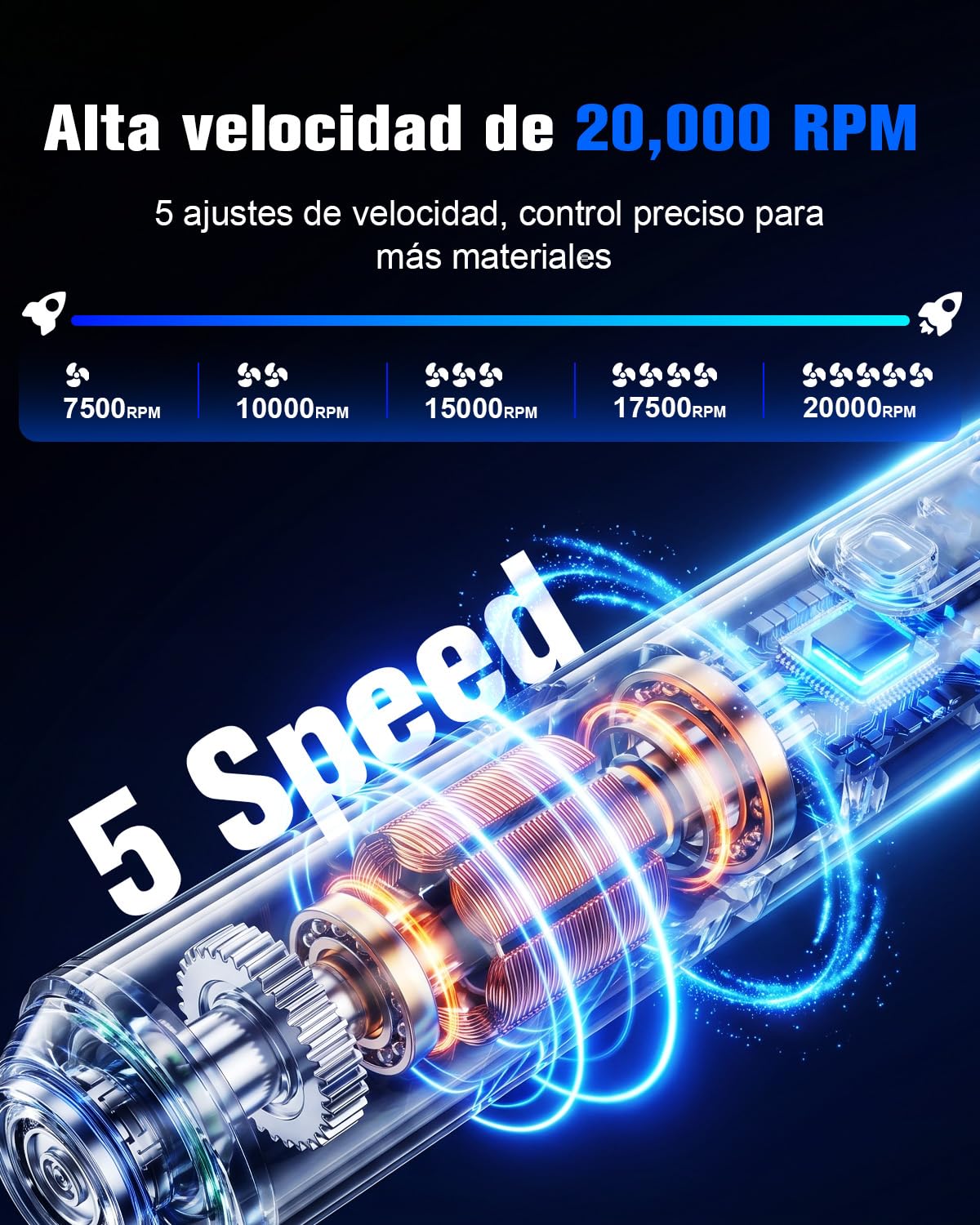 bolígrafo de grabado– Lápiz de grabado eléctrico con pantalla LCD, luz LED, 5 velocidades, 30+ accesorios y carga rápida USB-C herramienta inalámbrica portátil (Gris)
