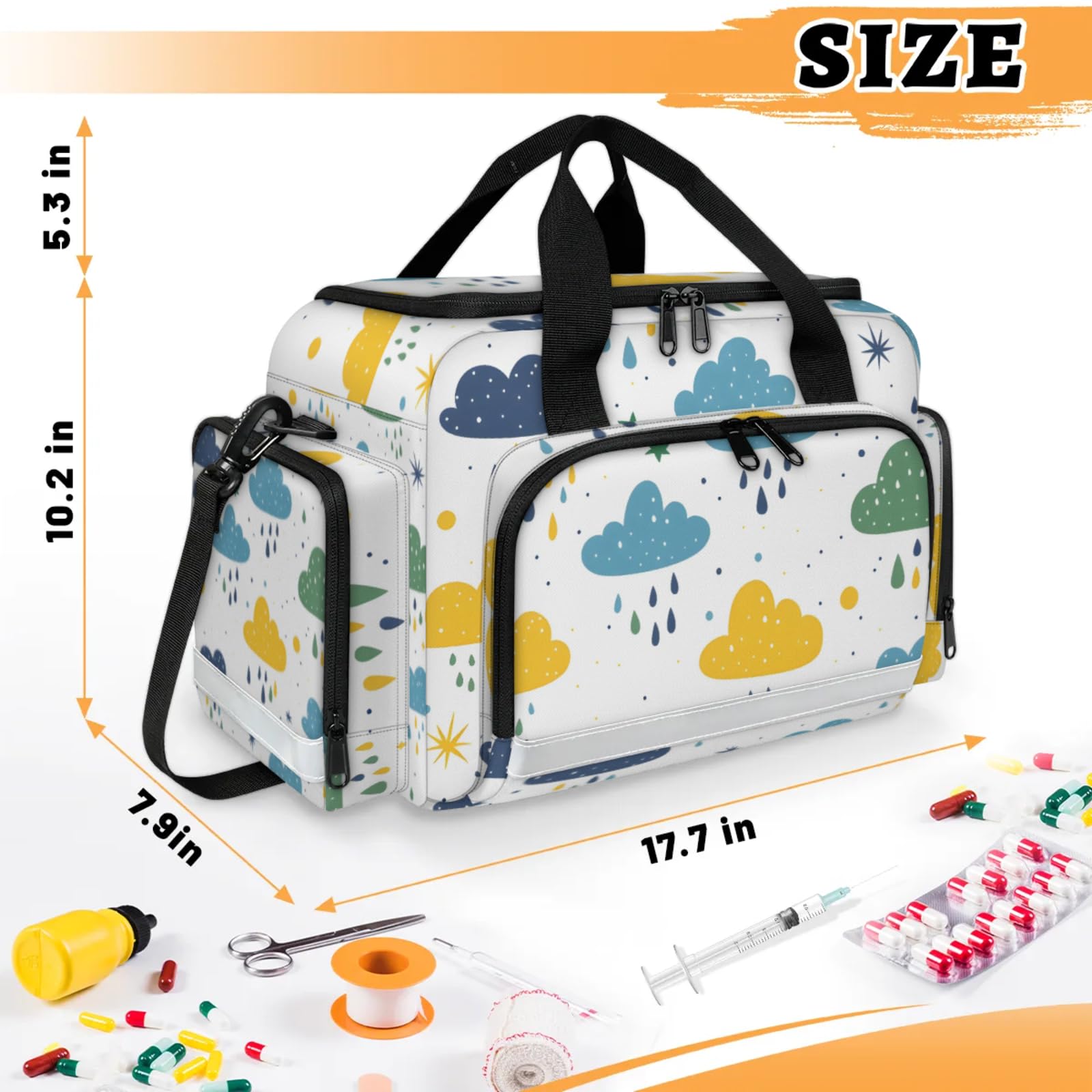 GzLeyigou First Aid Bags Empty, Magical Clouds Emergency Bag First Aid Kit Multiple Compartment Kit Carrier On Call Trauma Bag For Paramedics Emergency Medical Supplies Kit