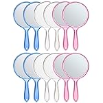 OMIRO Hand Mirror, Double-Sided Handheld Mirror 1X/3X Magnifying Mirror with Handle, Set of 12 (Mix Colors)