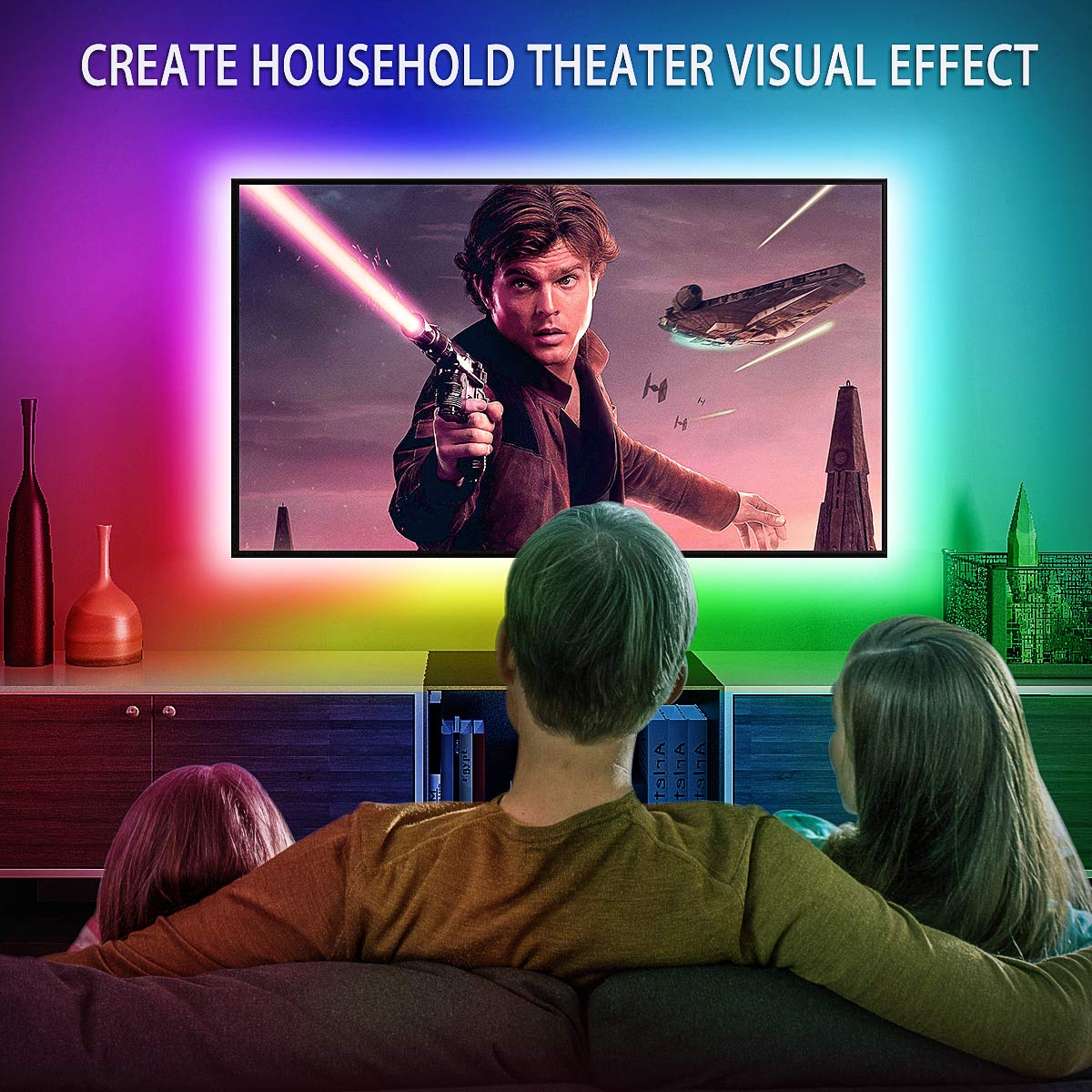 MY BEAUTY LIGHT LED Lights for TV, 13ft Waterproof TV LED Backlight for 60-70in TV, 65536 DIY Colors Options RGBW LED Strip Lights Behind TV, Smart Led Ambient Lighting for Bedroom Gaming Room Decor