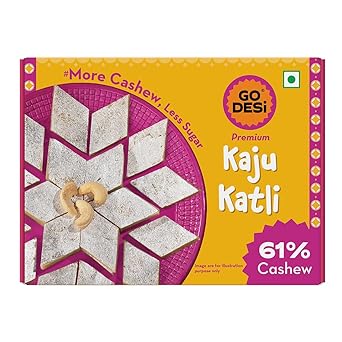 GO DESi Premium Kaju Katli - 180 grams | 61% Cashews | More Cashews, Less Sugar | Sweets |
