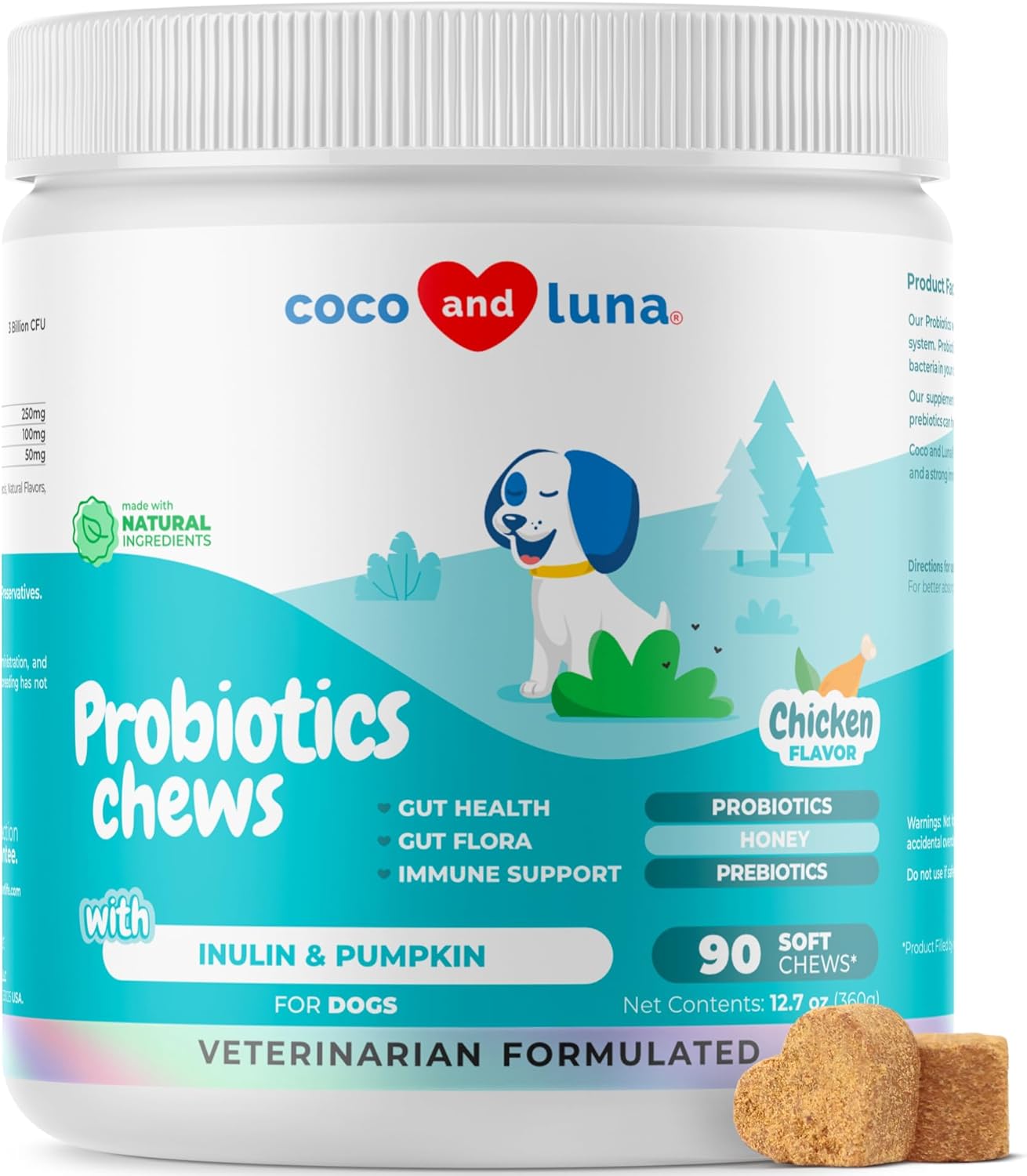 Probiotics for Dogs Digestive Health – Support Gut Health, Diarrhea, Gas, & Seasonal Allergies – with Honey, Pumpkin and Prebiotics for Digestive Support, Bad Dog Breath & Constipation