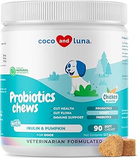 Probiotics for Dogs Digestive Health - Support Gut Health, Diarrhea, Gas, & Seasonal Allergies - with Honey, Pumpkin and Prebiotics for Digestive Support, Bad Dog Breath & Constipation