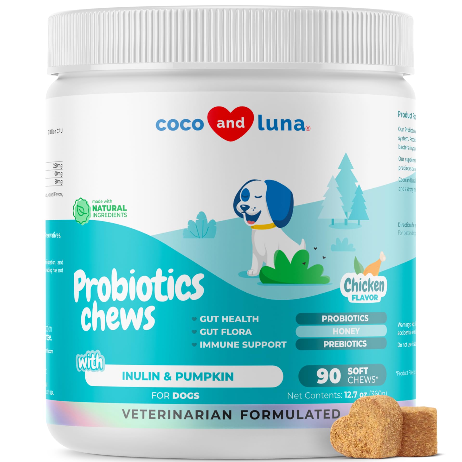 Probiotics for Dogs Digestive Health - Support Gut Health, Diarrhea, Gas, & Seasonal Allergies - with Honey, Pumpkin and Prebiotics for Digestive Support, Bad Dog Breath & Constipation