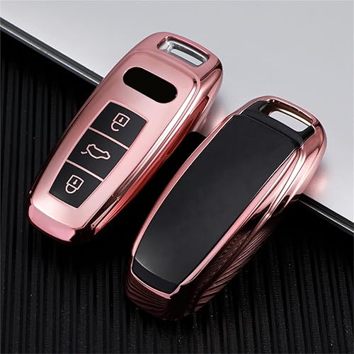 Miniatura 6 de Funda para llavero Audi de TPU suave con llavero de cuero, funda protectora completa para llavero inteligente para Audi 2018-2023 S3 S6 SQ7 RS6 S7