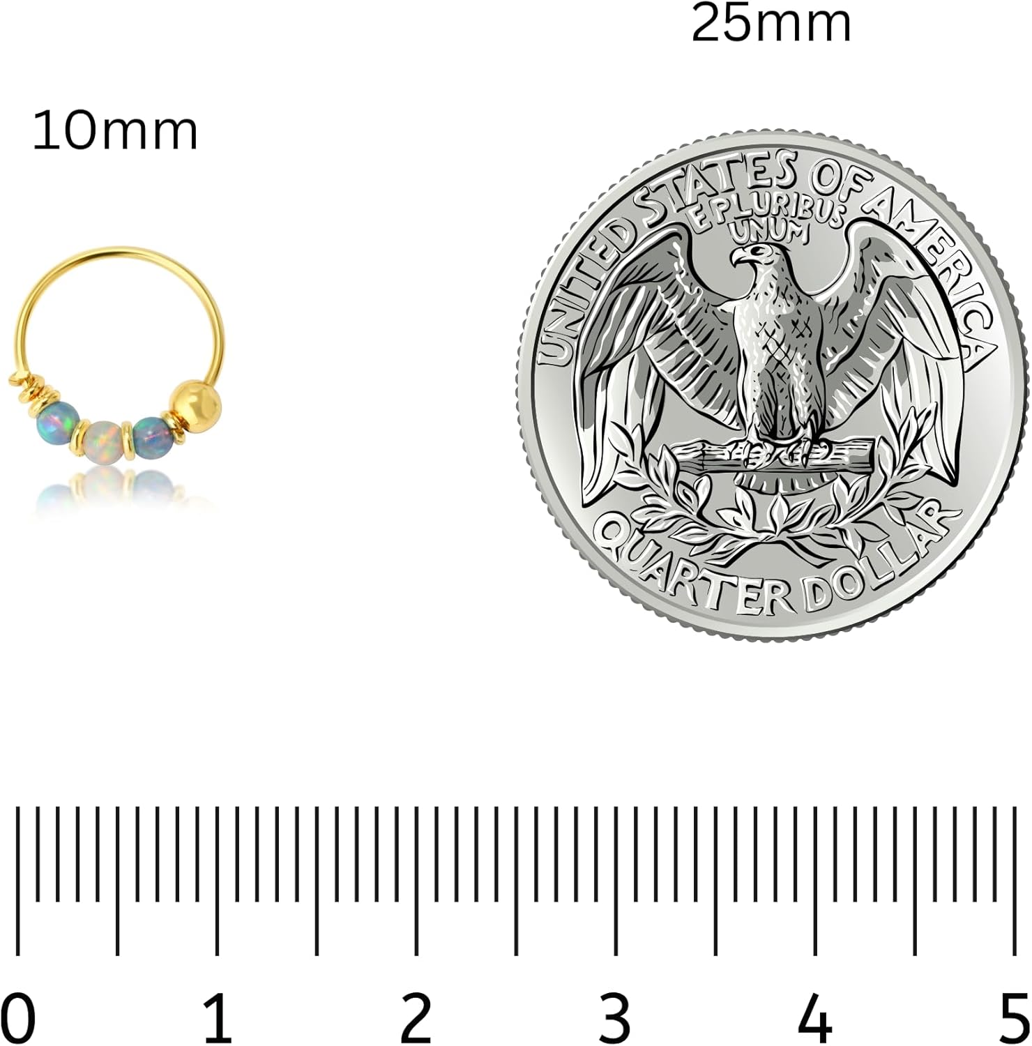 925 Sterling Silver Helix Hoop Piercing Jewelry - Cartilage Opal Hoop Earring for Women - Small 10MM Thin 22 Gauge - Image 3