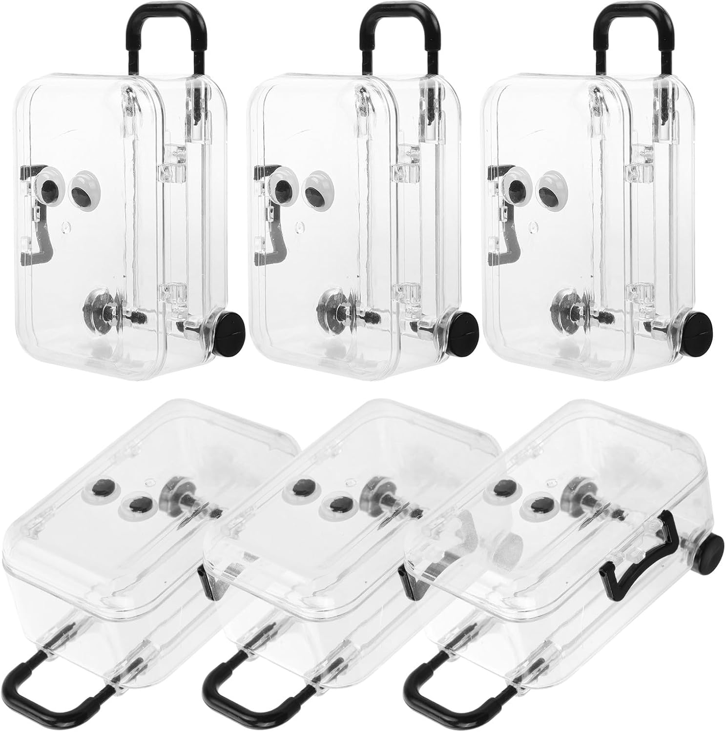 YARNOW 6pcs Mini Jewelry Storage Boxes Suitcase Shape Plastic Movable Organizer Vintage Dresser Decor for Travel and Display