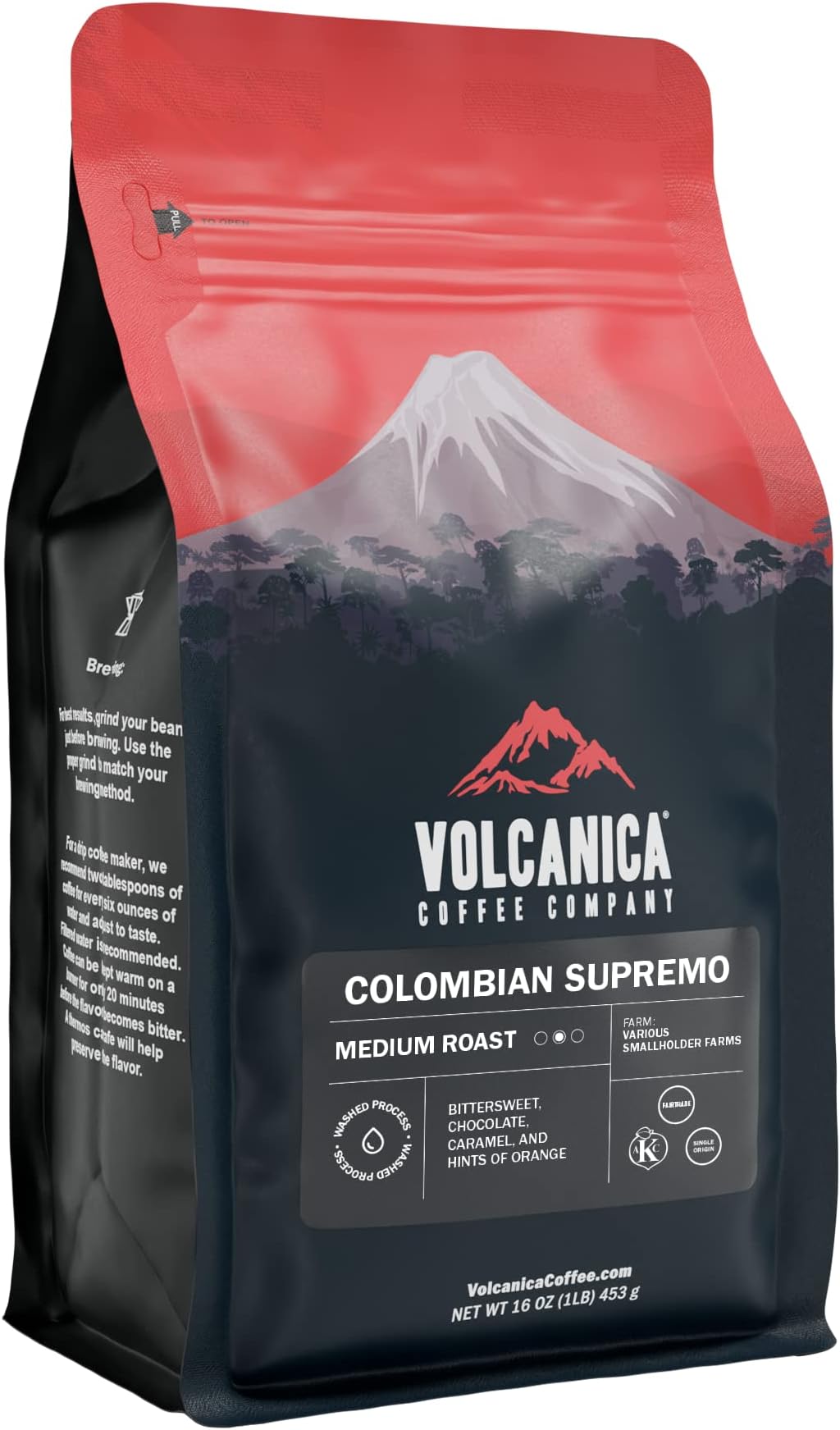 (Colombian Supremo, Whole Bean) - Colombian Supremo Coffee, Whole Bean, Organic, Fair Trade, 470ml