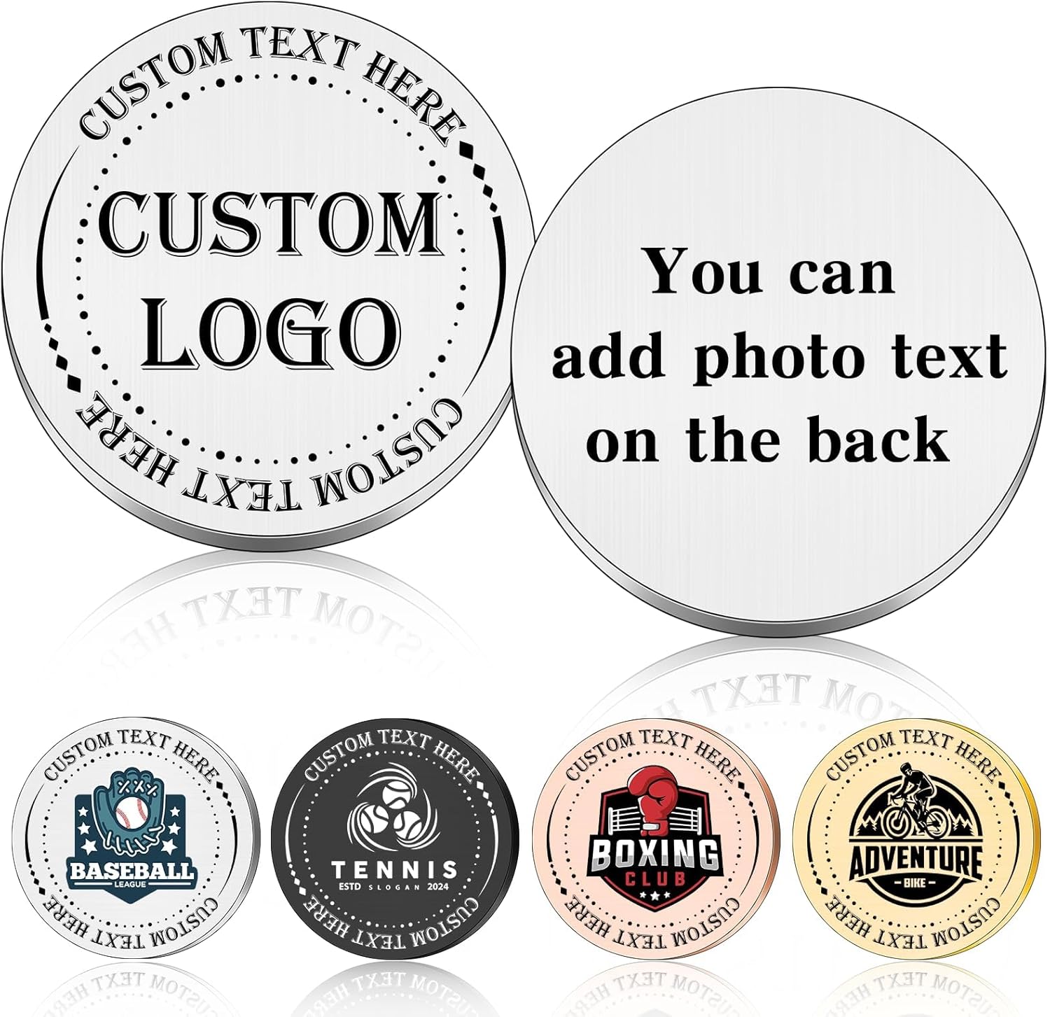 Custom Coin with Logo Text Personalized Challenge Coins Gifts for Company Club Decision Coin for Boyfriend Girlfriend Appreciation Gifts Bulk for Work Team Customized Anniversary Coins Gift (100)