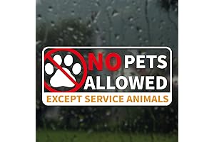 6pcs No Pets Allowed Sign, 8.66X4Inch Vinyl No Pets Allowed Sign