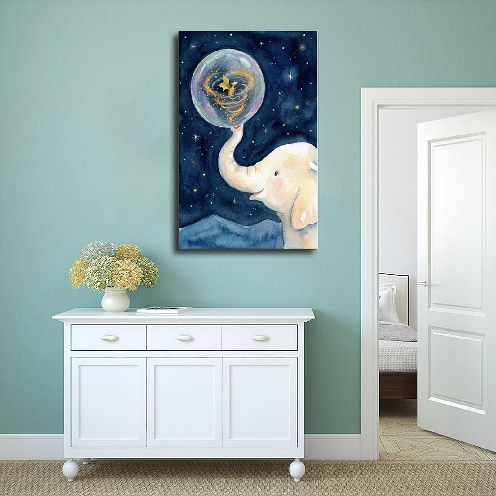 Poster su tela con elefante e drago, decorazione per camera da letto, idea