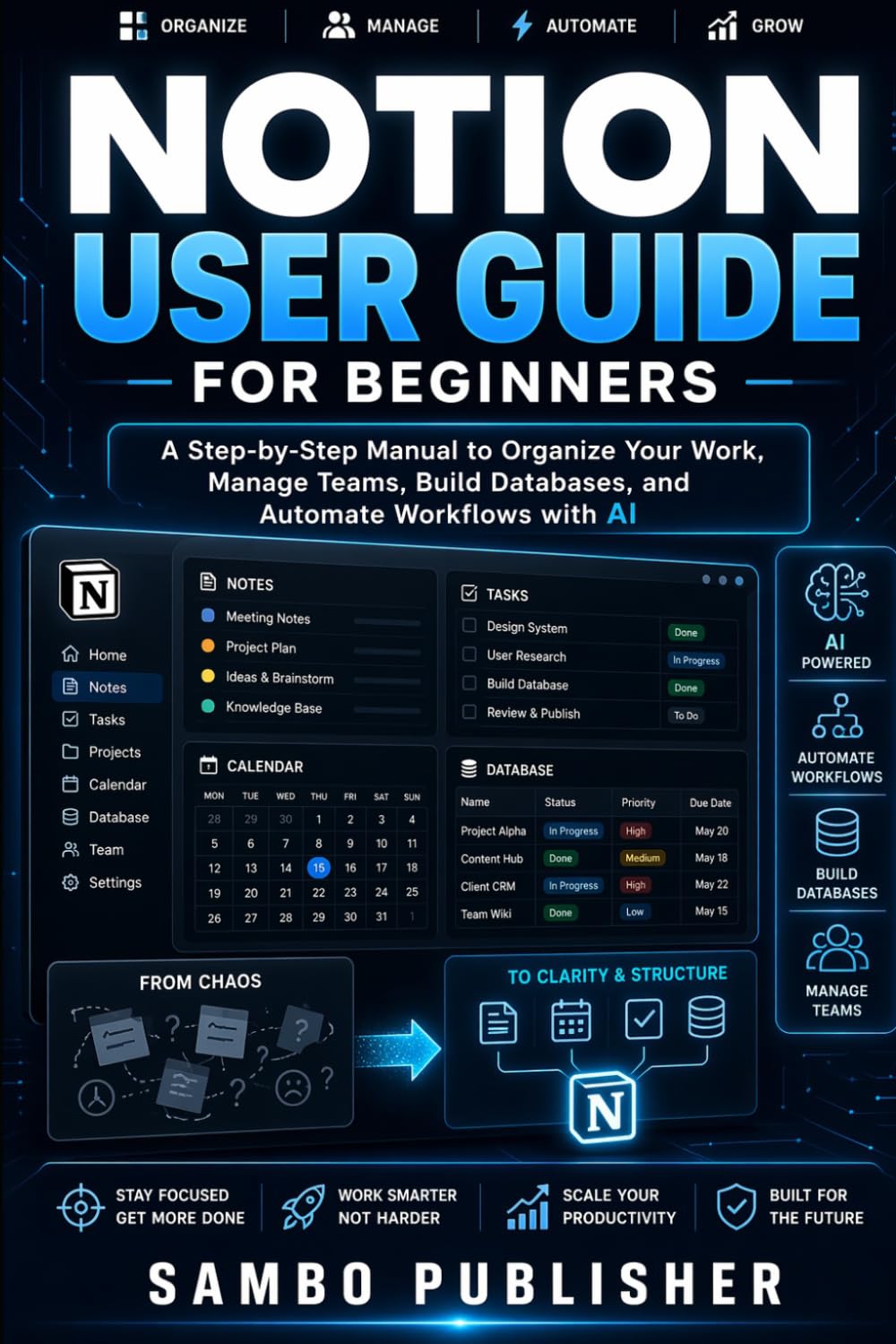 Notion User Guide for Beginners 2026: A Step-by-Step Manual to Organize Your Work, Manage Teams, Build Databases, and Automate Workflows with AI
