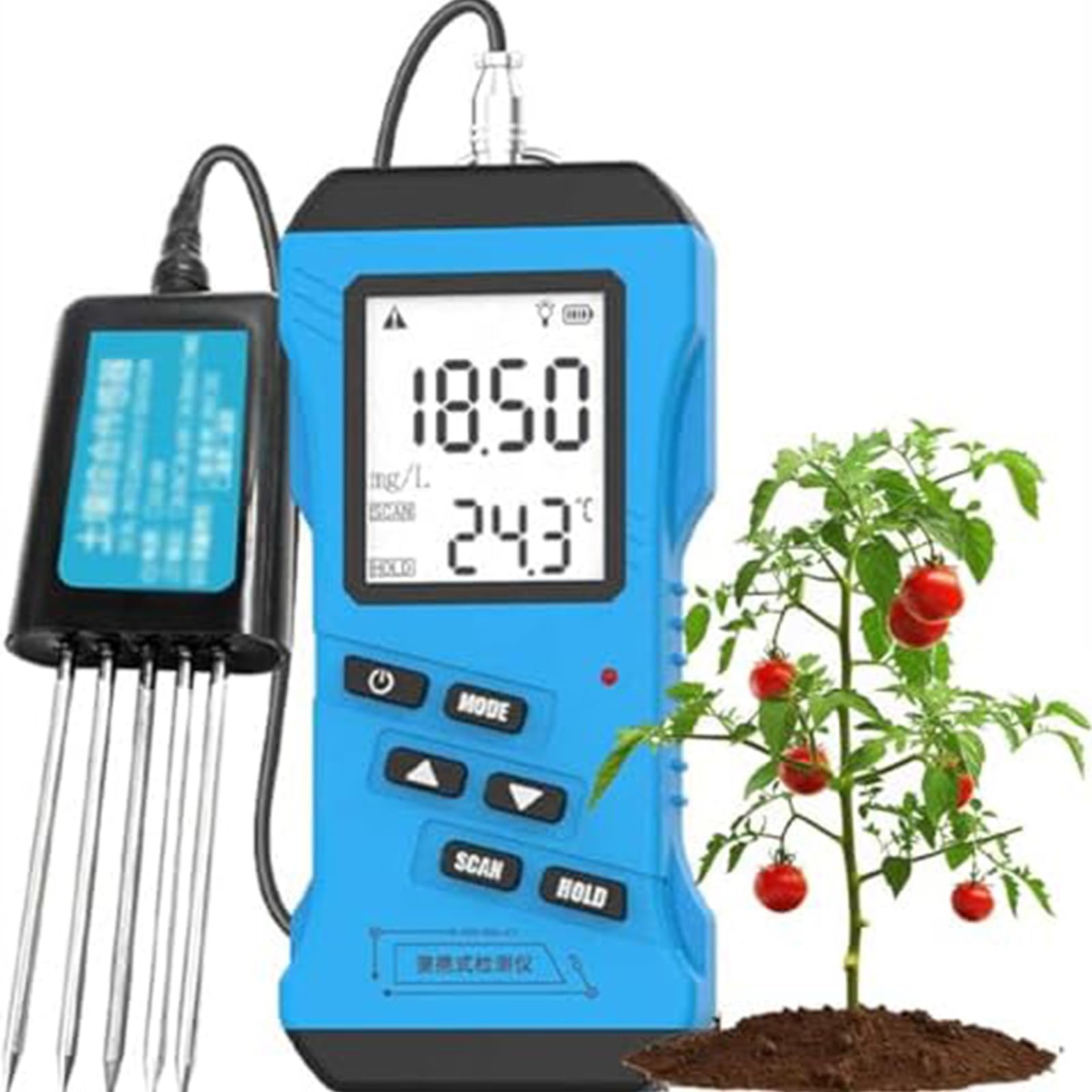 JIADUOFU Portable 7in 1 digital soil detector npk ph ec analyzer moisture sensor soil tester with handheld terminal for soil fertility test, high precision, digital sensitivity