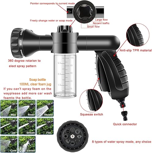 Miniatura 2 de LIANXIN Kit de lavado de autos Kit de limpieza de lavado de autos Pistola de espuma rociador de microfibra Esponja y toallas Pistola de espuma de