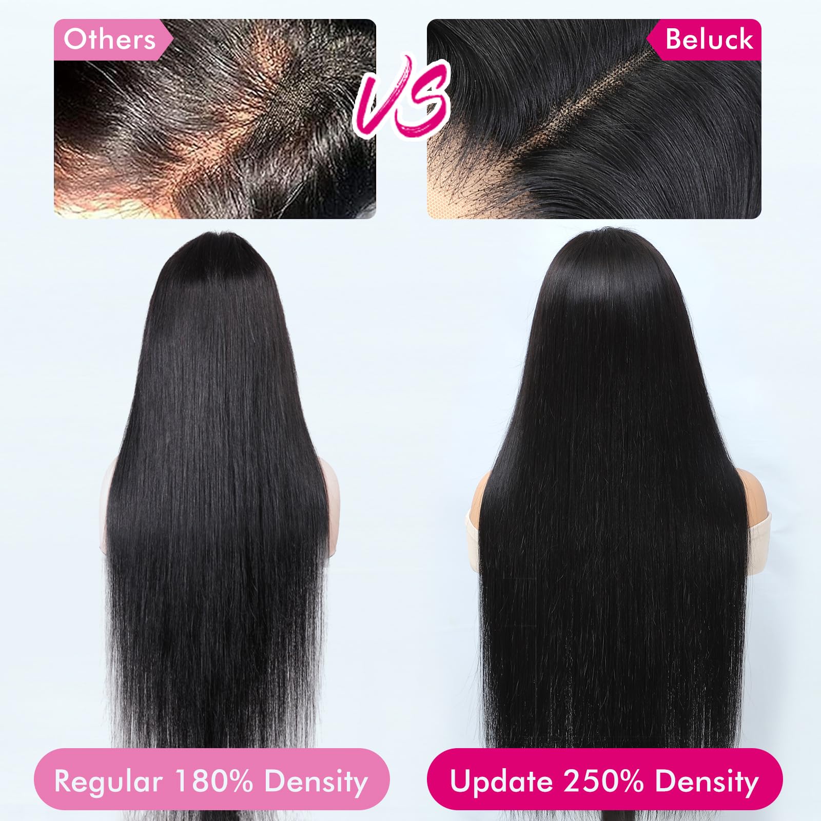 Beluck 220 Density Straight Human Hair Wig for Black Women 13X6 Transparent HD Lace Front Wigs Human Hair Pre Plucked - Image 3