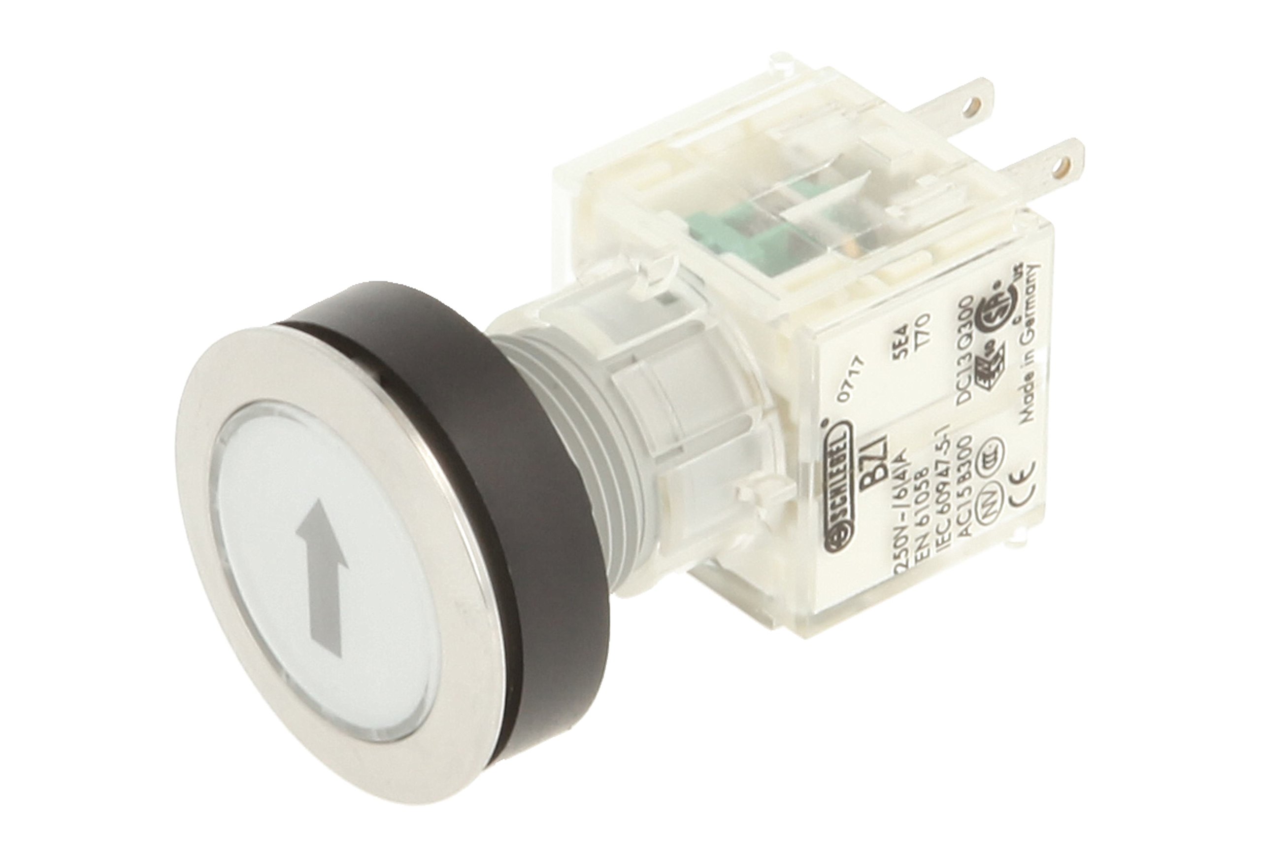 Schlegel 23.000.529 Push Button Stainless Steel, Clear Button Cap, Identification Plate Arrow, Push Contact Sensor 1 NO Contact
