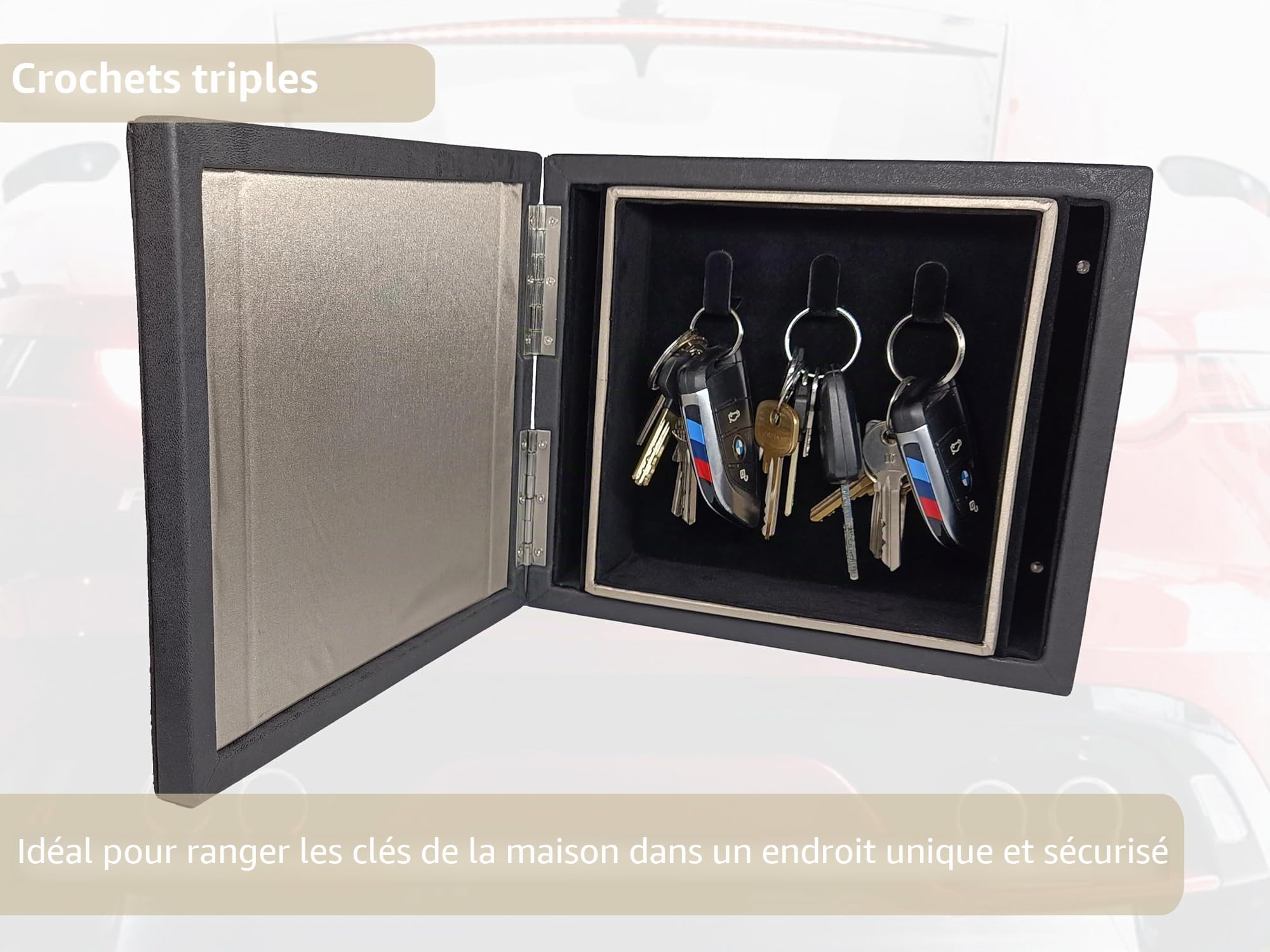 Boîte de blocage de signal pour clé de voiture, montage mural, bloqueur de signal RFID, boîtier Faraday avec 3 crochets, CEG-110A de Connected Essentials