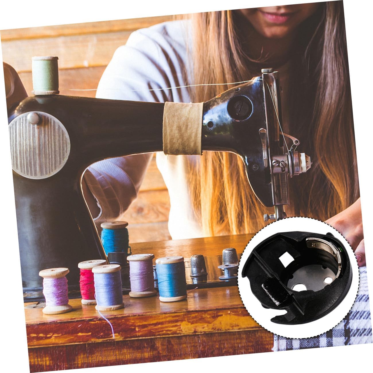 Black Plastic Bobbin Case Reusable for Sewing Machine, Lightweight