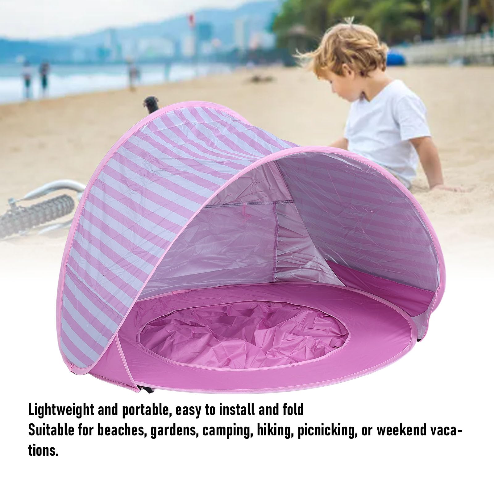 Generic Tienda de Campaña para la Playa para Bebés, Sombrilla Emergente con Protección UV50+ para Niños Pequeños y Bebés, Refugio Portátil Liviano para la Playa y el Campamento