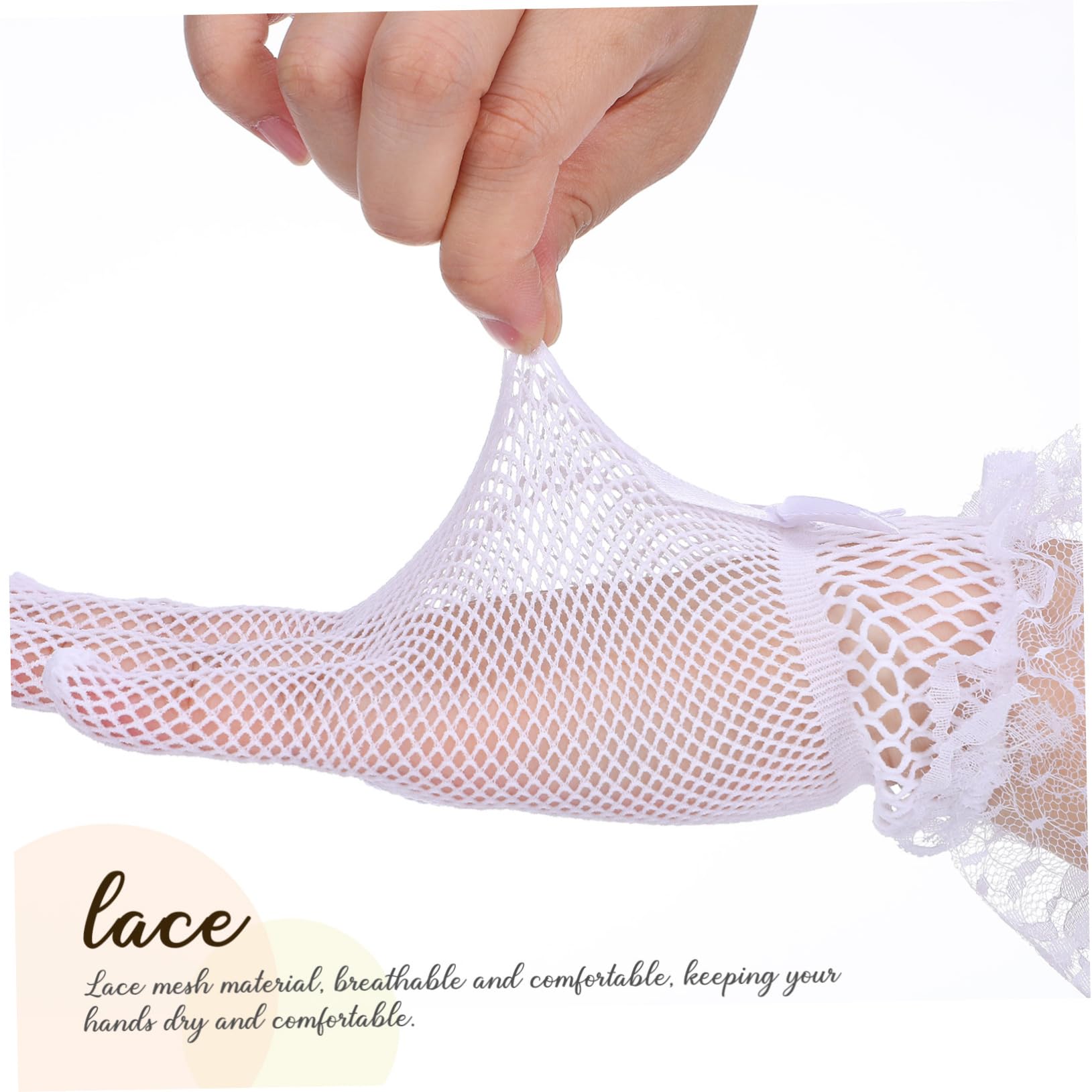 BESPORTBLE 12 Pares de Guantes de Malla para Boda, Blanco, Poliéster, Lentejuelas y Lazos, Cómodos y Reutilizables para Banquetes y Vestidos de Noche