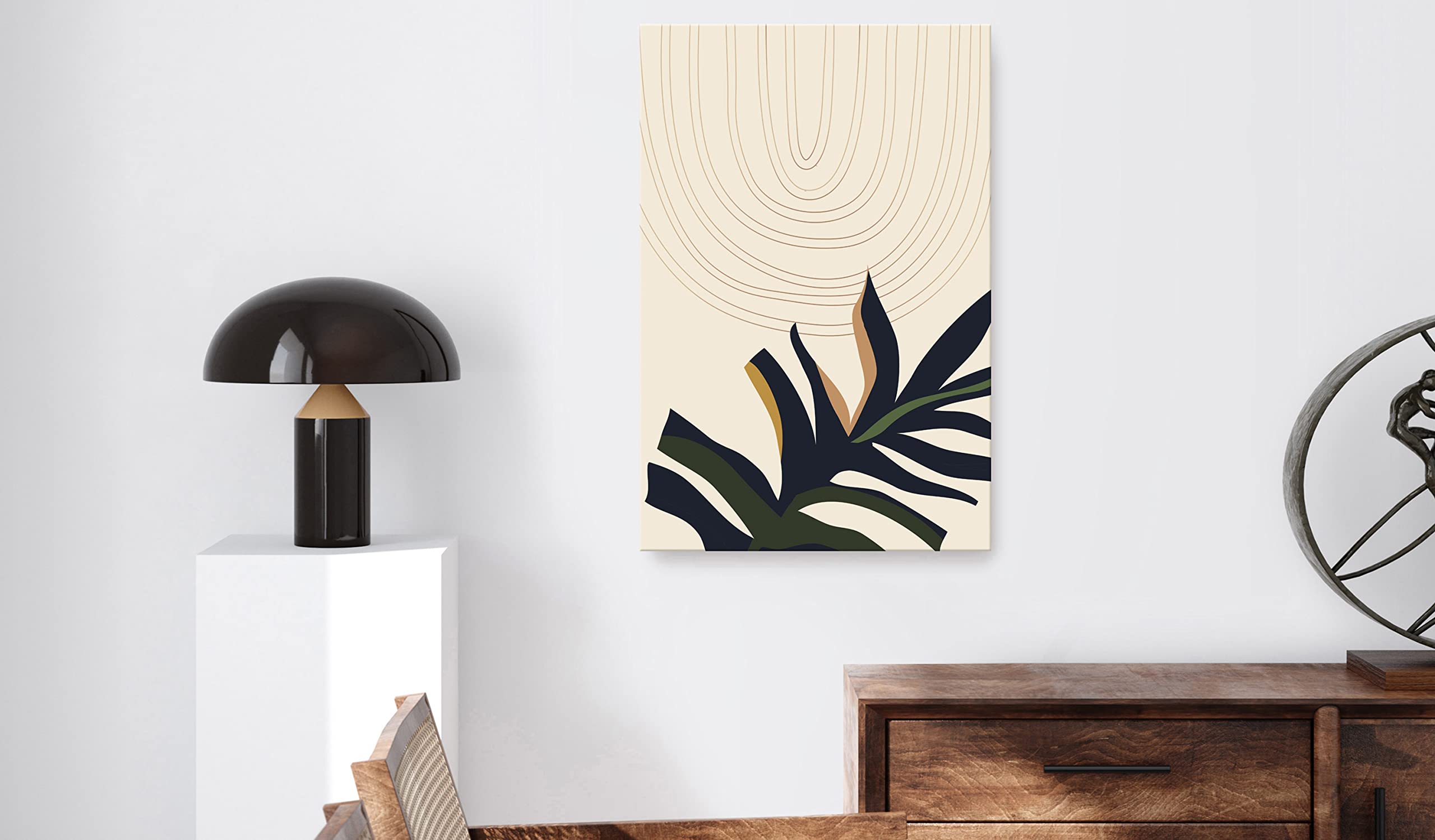 murando Cuadro Acústico Abstracto 60x90 cm espuma acústica absorbe | sonido aislamiento lienzo de 1 pieza Impresión Artística Decoración de Pared Imagen Hojas Monstera geométrico