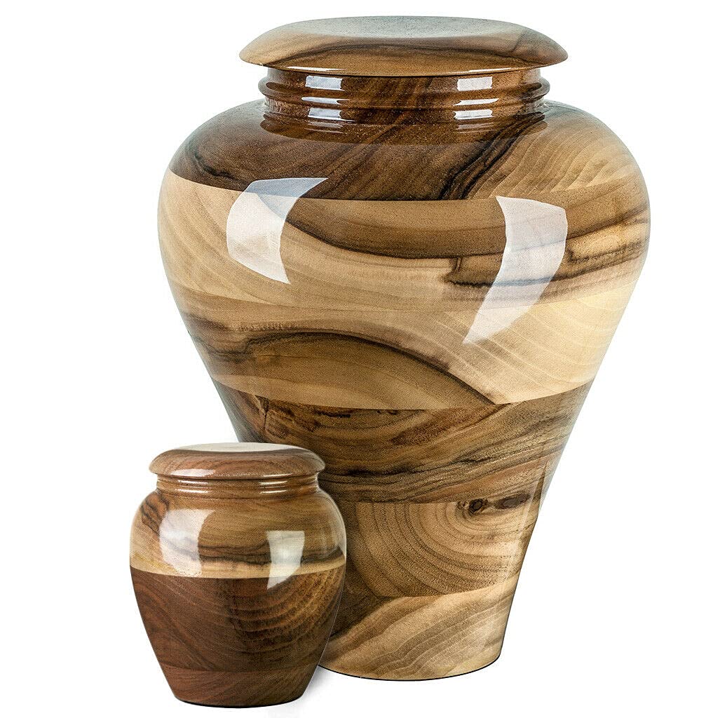 Gregspol Ltd Brown Stunning And Very Special Italian Walnut Cremation Funeral Urn For Ashes, Cremation Urn/Keepsake (Memory Plaque/Yes, Medium + Keepsake)