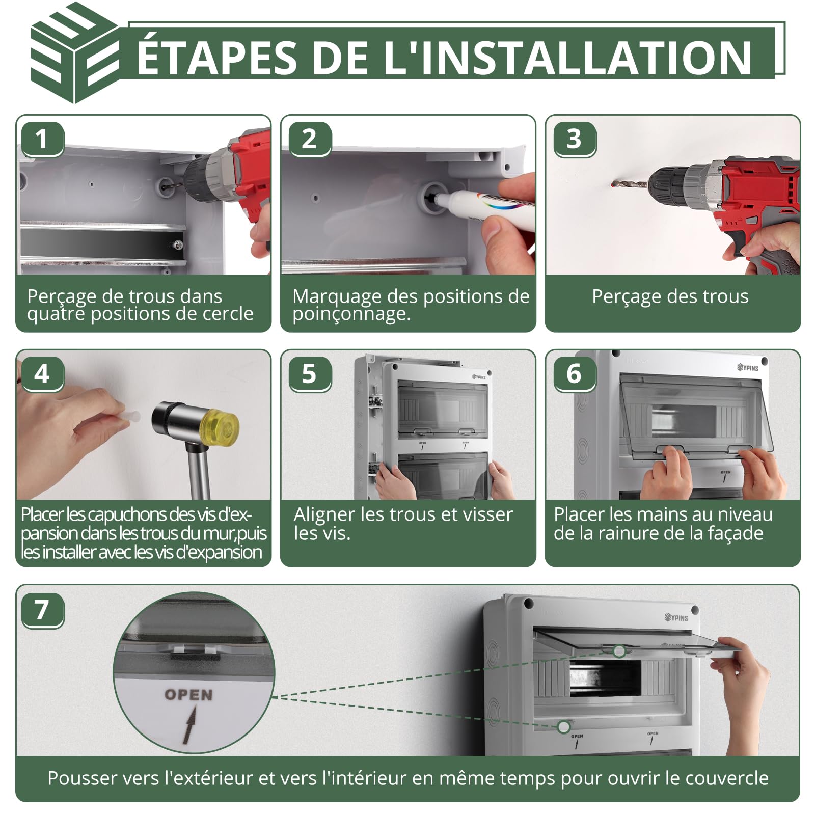 EYPINS Coffret Électrique 24 Modules Boîtier Électrique Extérieur Étanche IP65 avec Terminaux et Rails Intégrés ABS de Surface en Plastique avec Porte Transparente pour Extérieur/Intérieur
