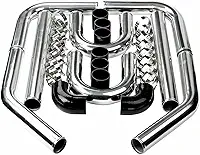 Universal Turbo Intercooler Kit de tubos de alumínio e mangueira de silicone com braçadeiras T de aço inoxidável (6,3 cm, preto)