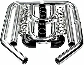 Universal Turbo Intercooler Kit de tubos de alumínio e mangueira de silicone com braçadeiras T de aço inoxidável (6,3 cm, preto)
